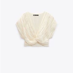 ecru knotted crop top